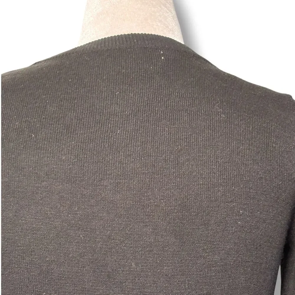 Banana Republic Petite XS Black Lace Cardigan Sheer Floral Knit Button Front